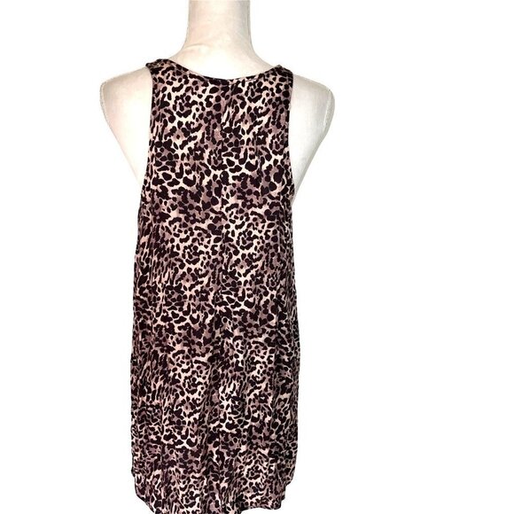 Nation Ltd Paloma Dress Medium M Womens Animal Print Brown Tan Made In USA - Picture 2 of 12
